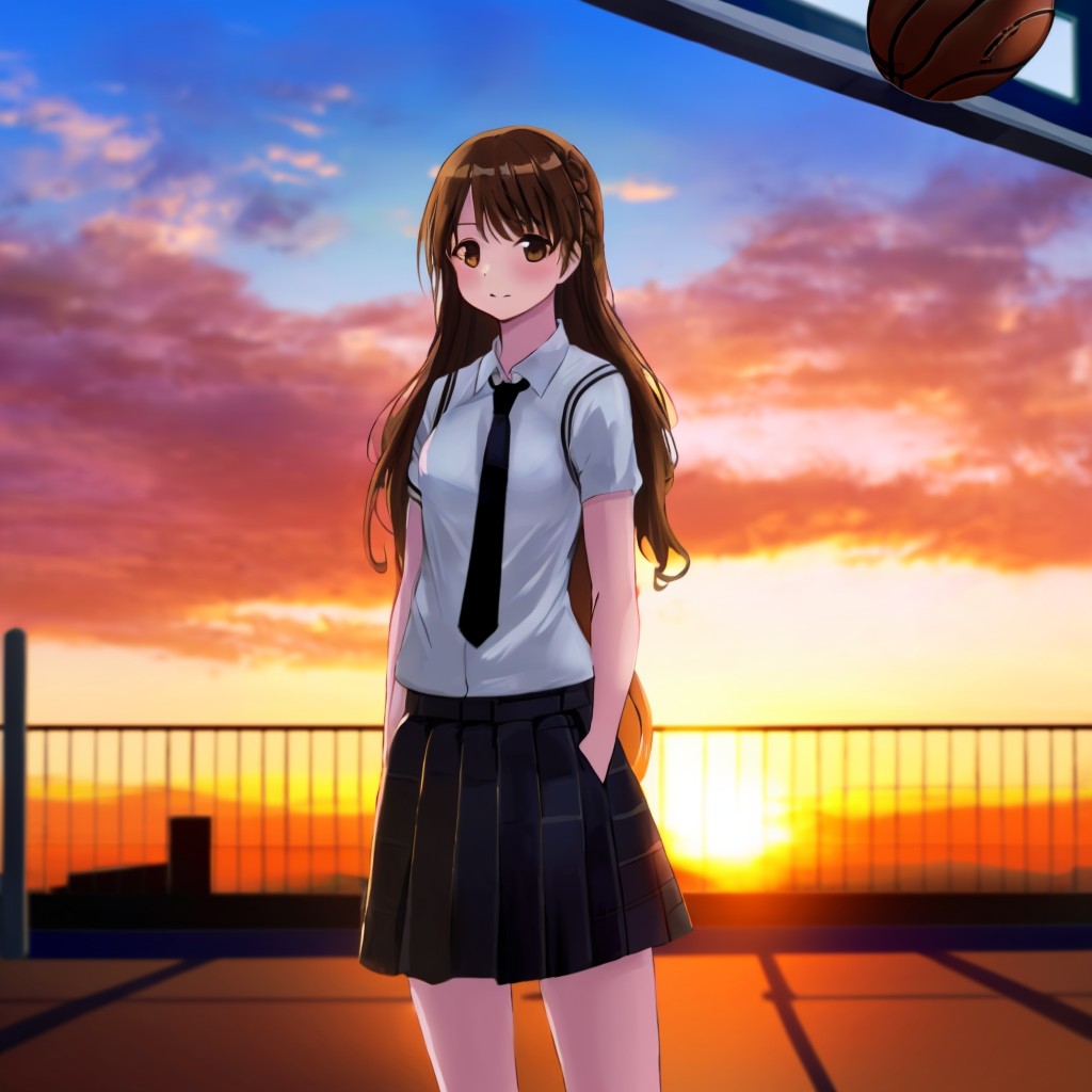 00165-PixArt-XL-2-1024-MS-A young woman is standing in a basketball.jpg